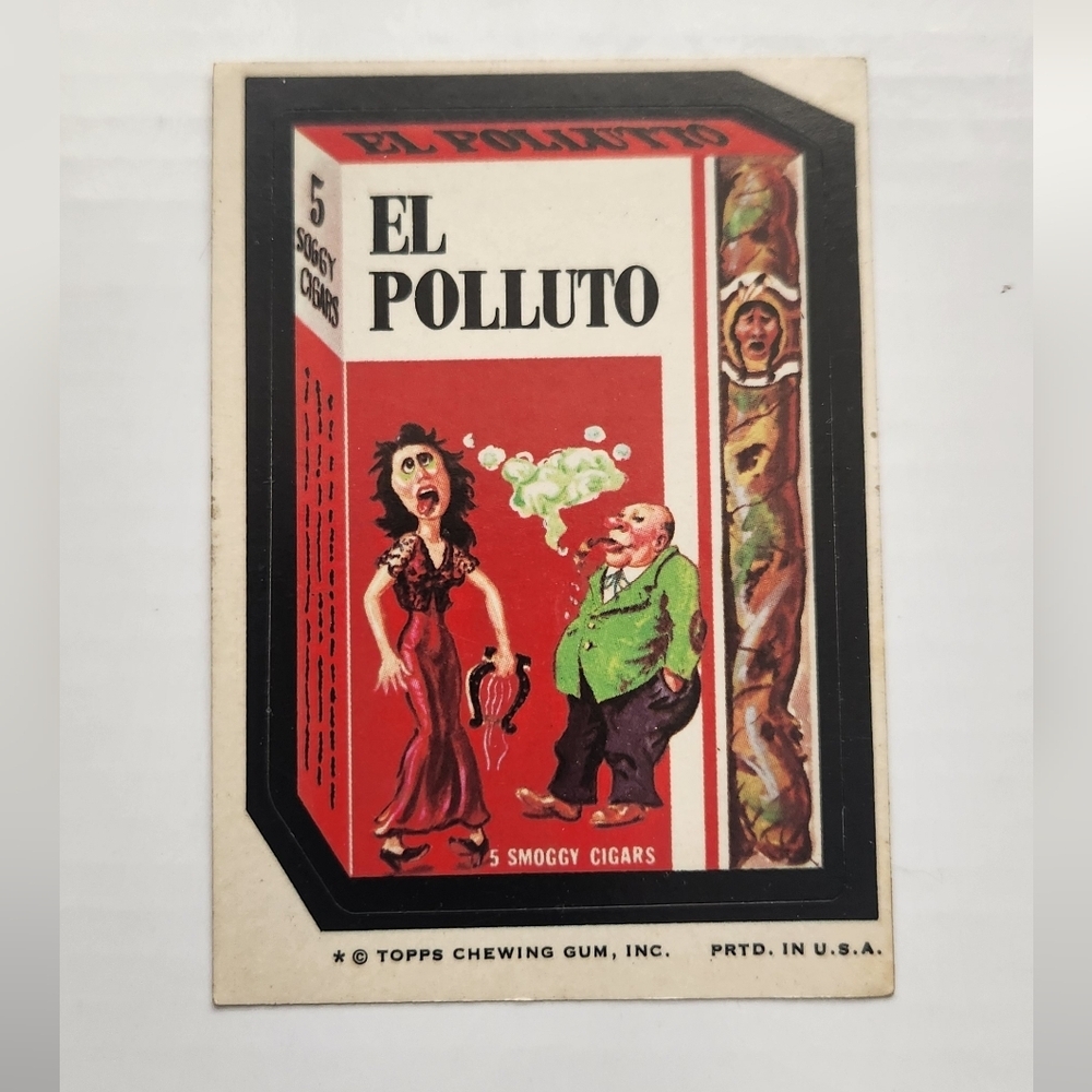 🚬RARE Tan Back Vintage 1973 Wacky Packages - El Polluto Sticker (Topps) 🚬💨